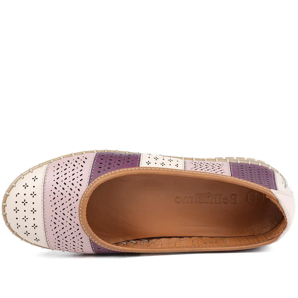 Bellissimo Leather Laser Cut Pumps - BELMET43008 / 329 220 - Lilac Multi - Image 4