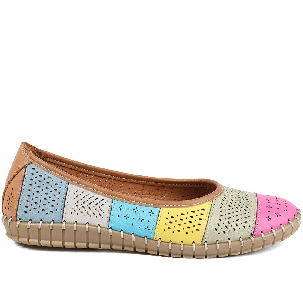 Bellissimo Leather Laser Cut Pumps - BELMET43008 / 329 220 - Multi - Image 2