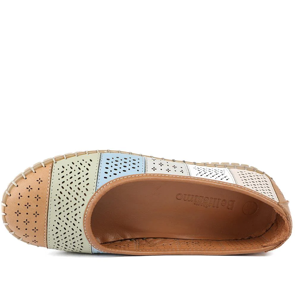 Bellissimo Leather Laser Cut Pumps - BELMET43008 / 329 220 - Tan Multi - Image 4