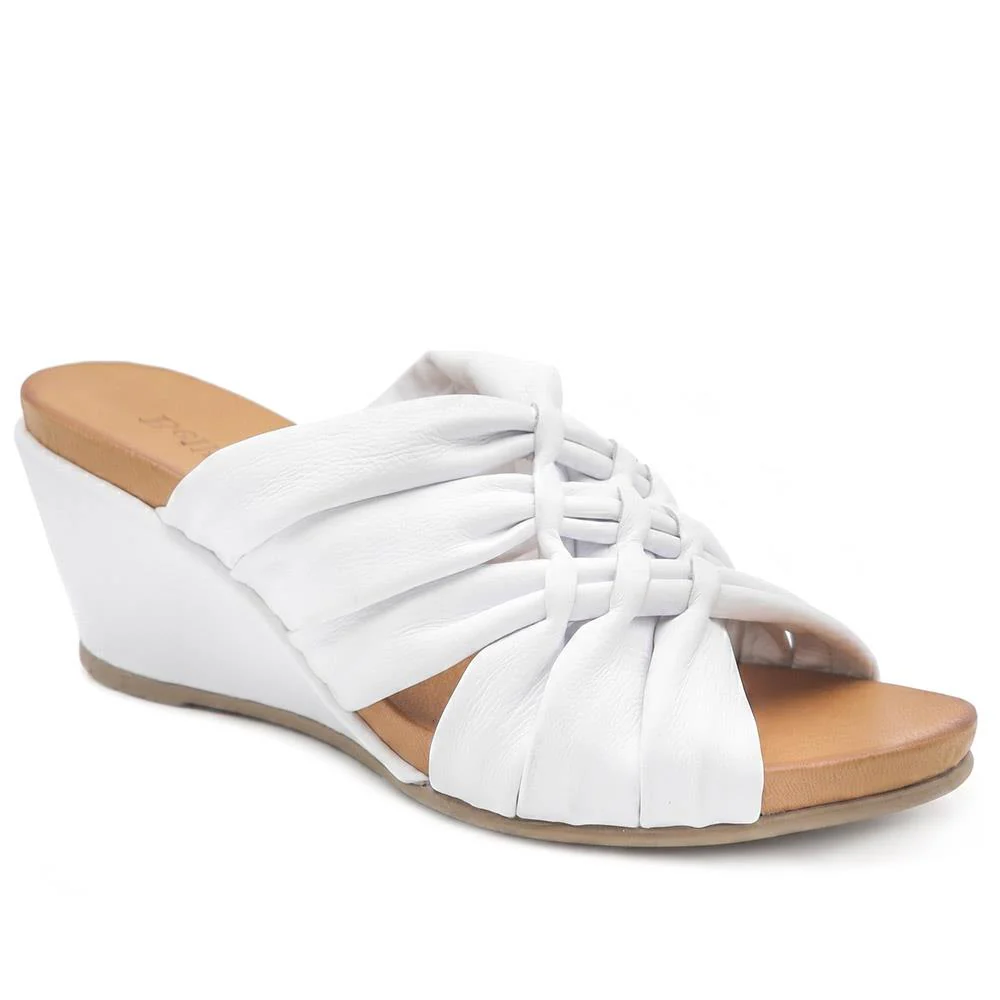 Bellissimo Leather Peep Toe Mule Sandals - BELMET43002 / 329 219 - Image 2