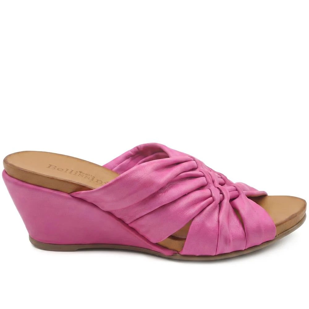Bellissimo Leather Peep Toe Mule Sandals - BELMET43002 / 329 219 - Pink - Image 2
