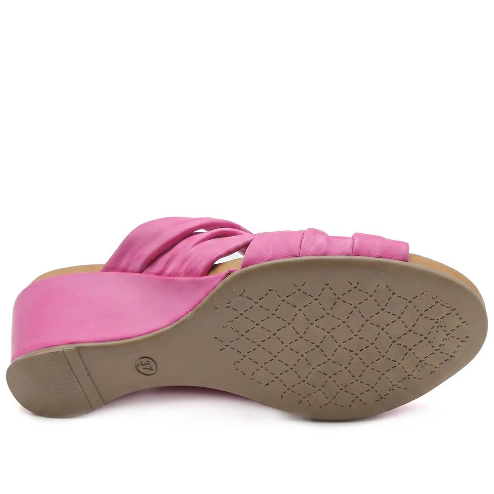 Bellissimo Leather Peep Toe Mule Sandals - BELMET43002 / 329 219 - Pink - Image 5