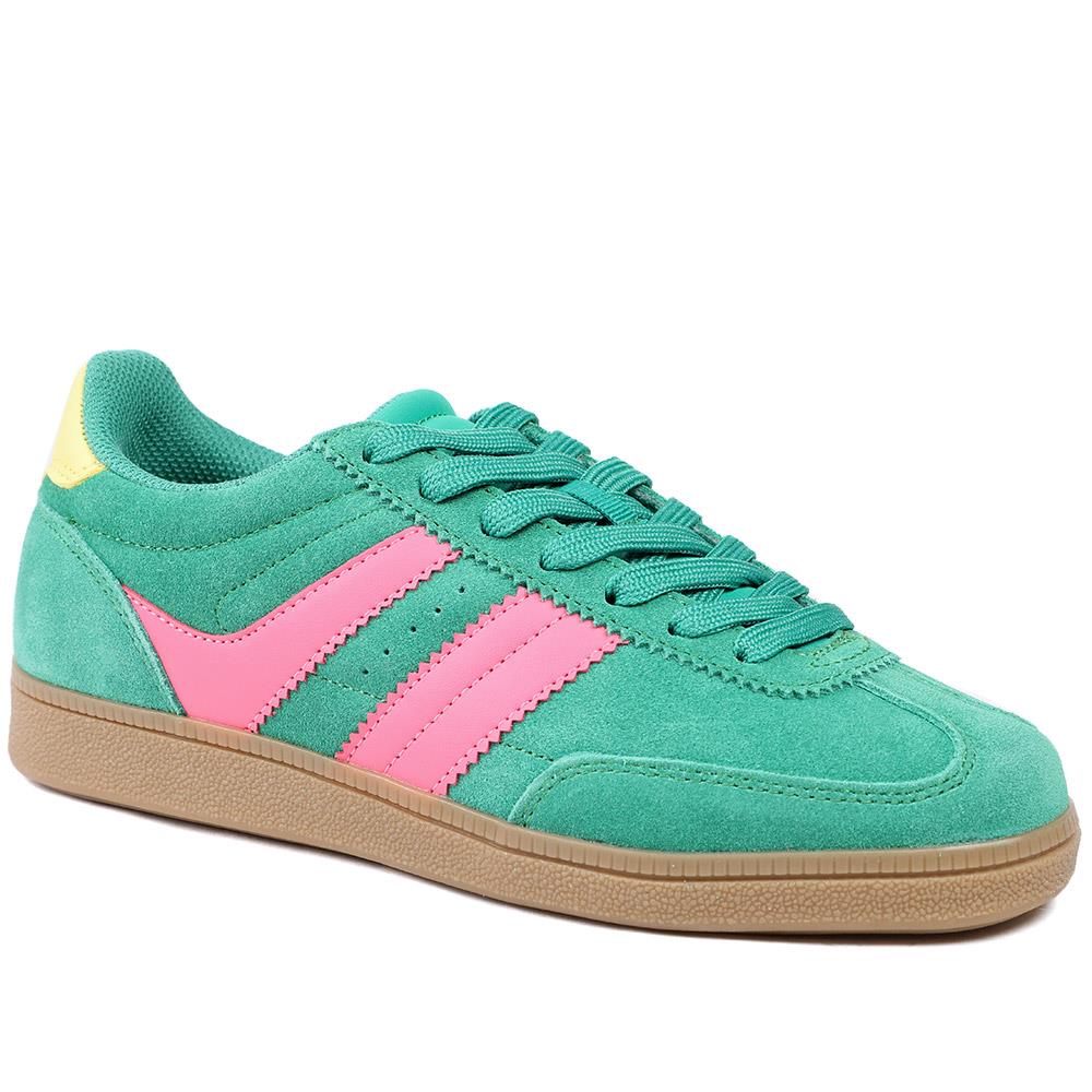 Bellissimo Leather Striped Lace Up Trainers - BELDINGX43005 / 329 348