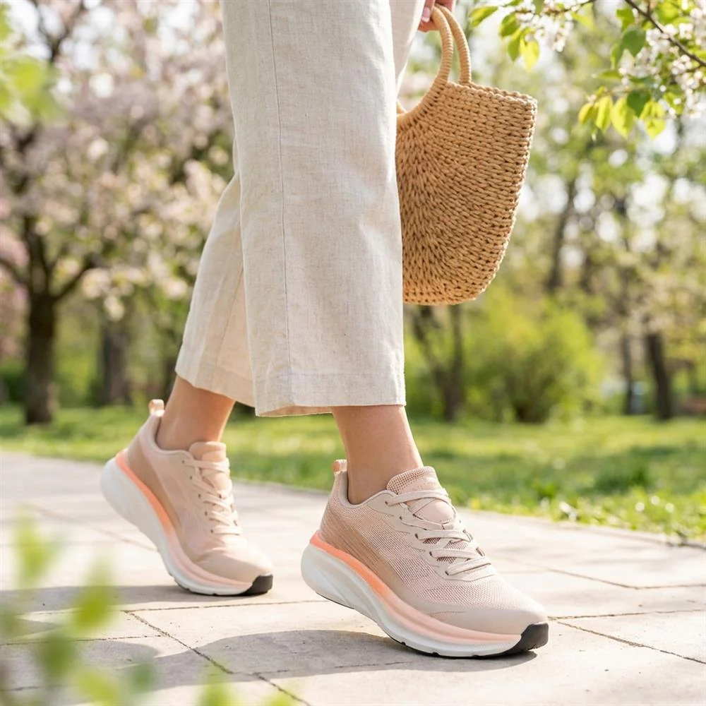 Bellissimo Memory Foam Lace Up Trainers - BELSUNCH43001 / 329 309 - Beige - Image 2