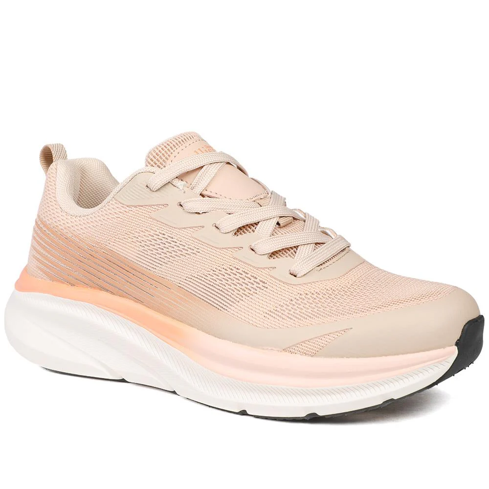 Bellissimo Memory Foam Lace Up Trainers - BELSUNCH43001 / 329 309 - Beige