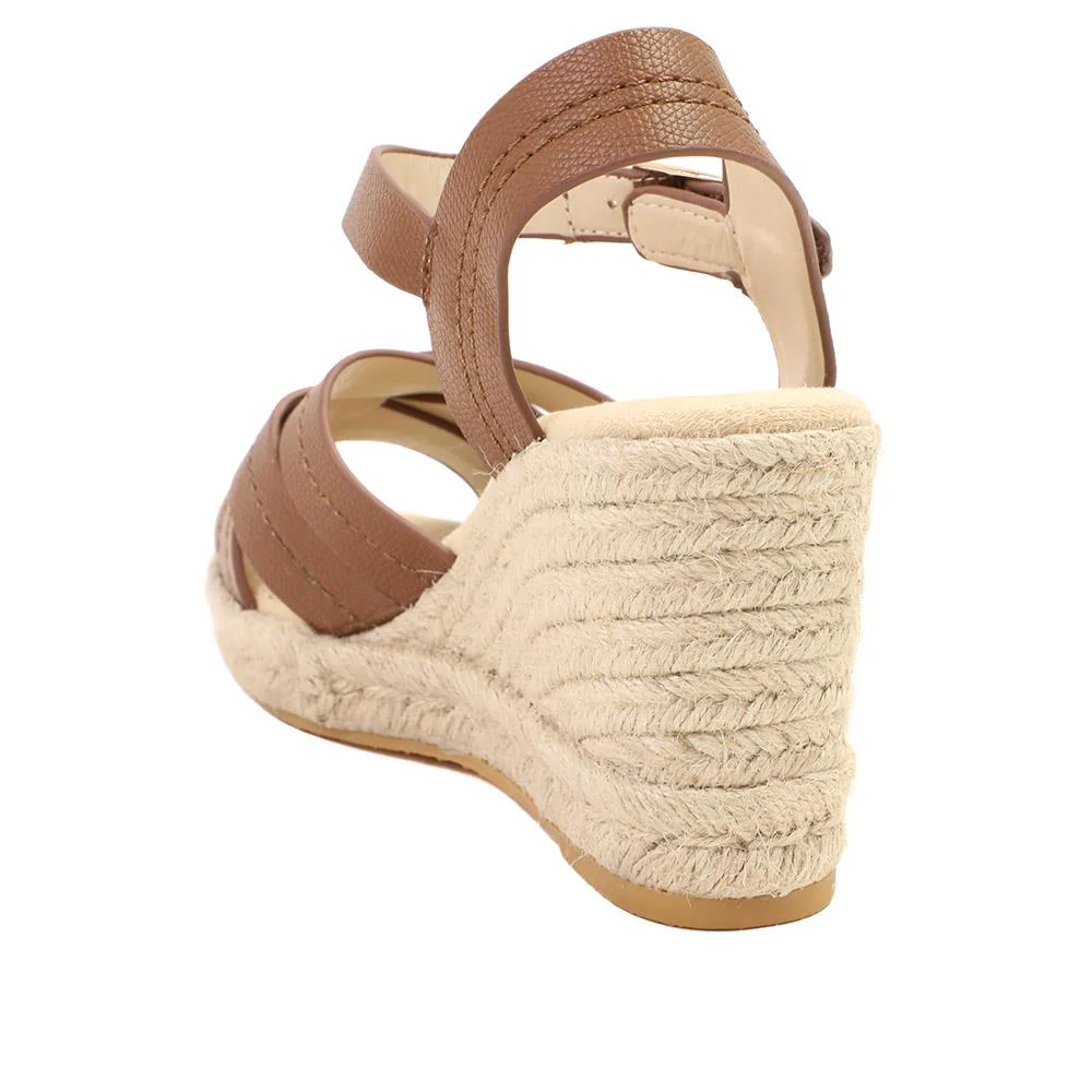 Bellissimo Memory Foam Wedged Espadrilles - BELWBINS43081 / 329 351 - Tan - Image 4