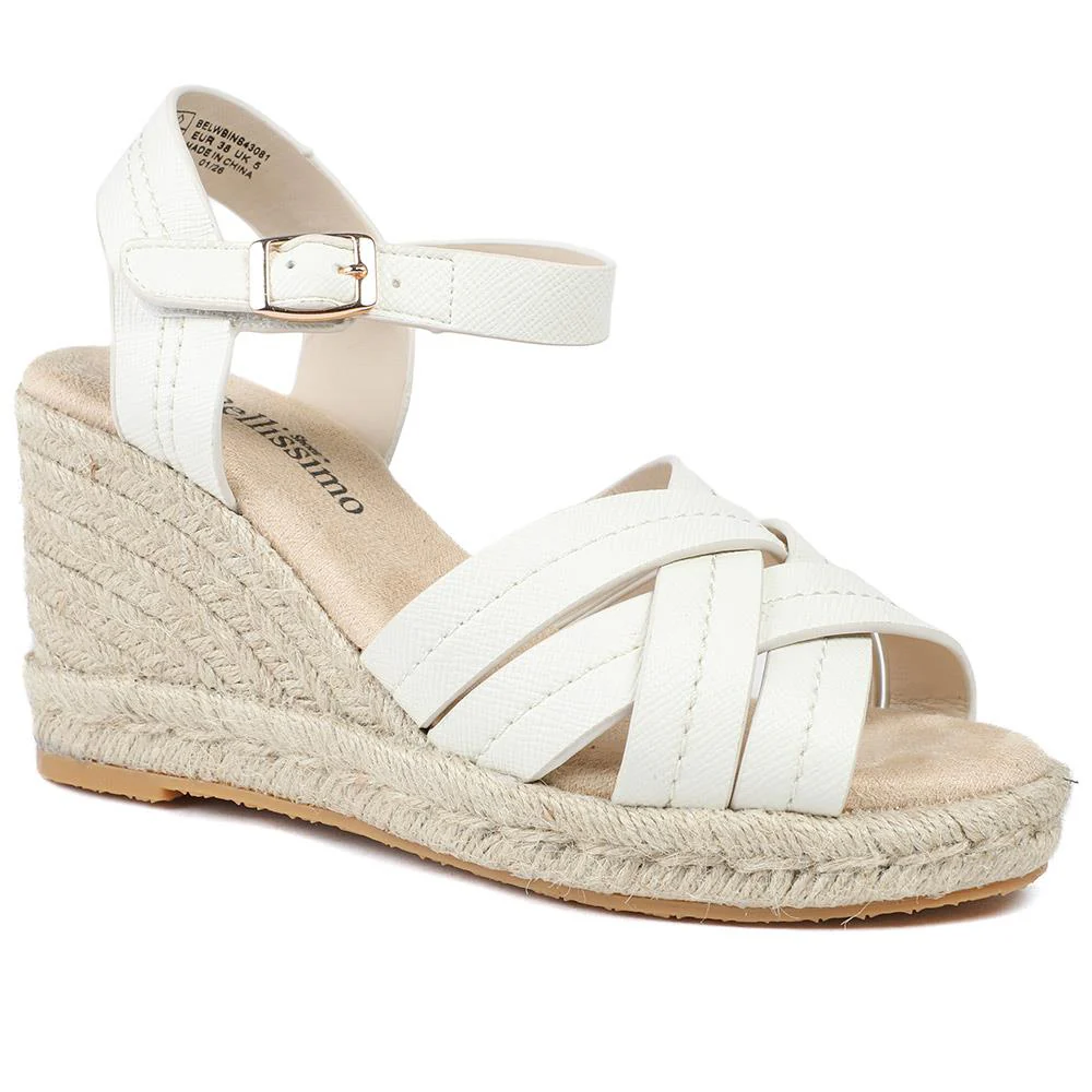 Bellissimo Memory Foam Wedged Espadrilles - BELWBINS43081 / 329 351 - White