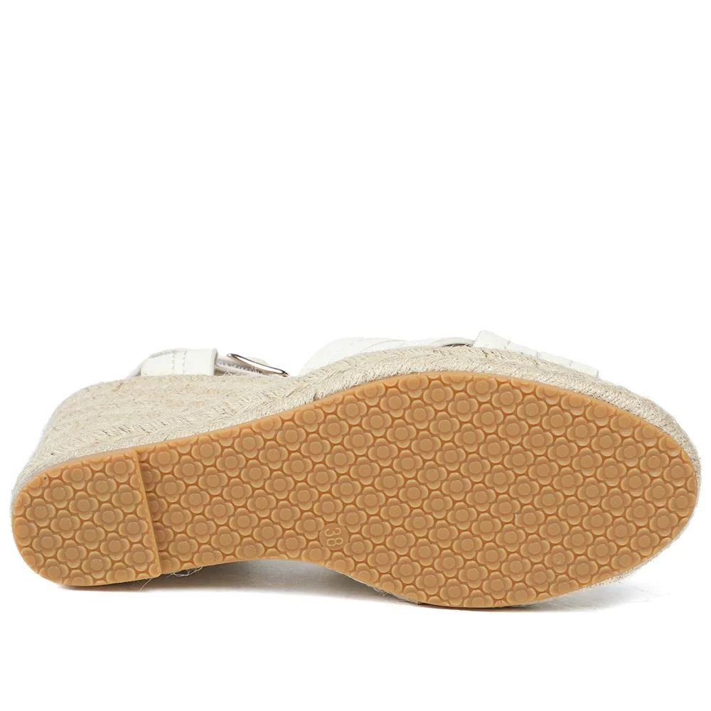 Bellissimo Memory Foam Wedged Espadrilles - BELWBINS43081 / 329 351 - White - Image 6