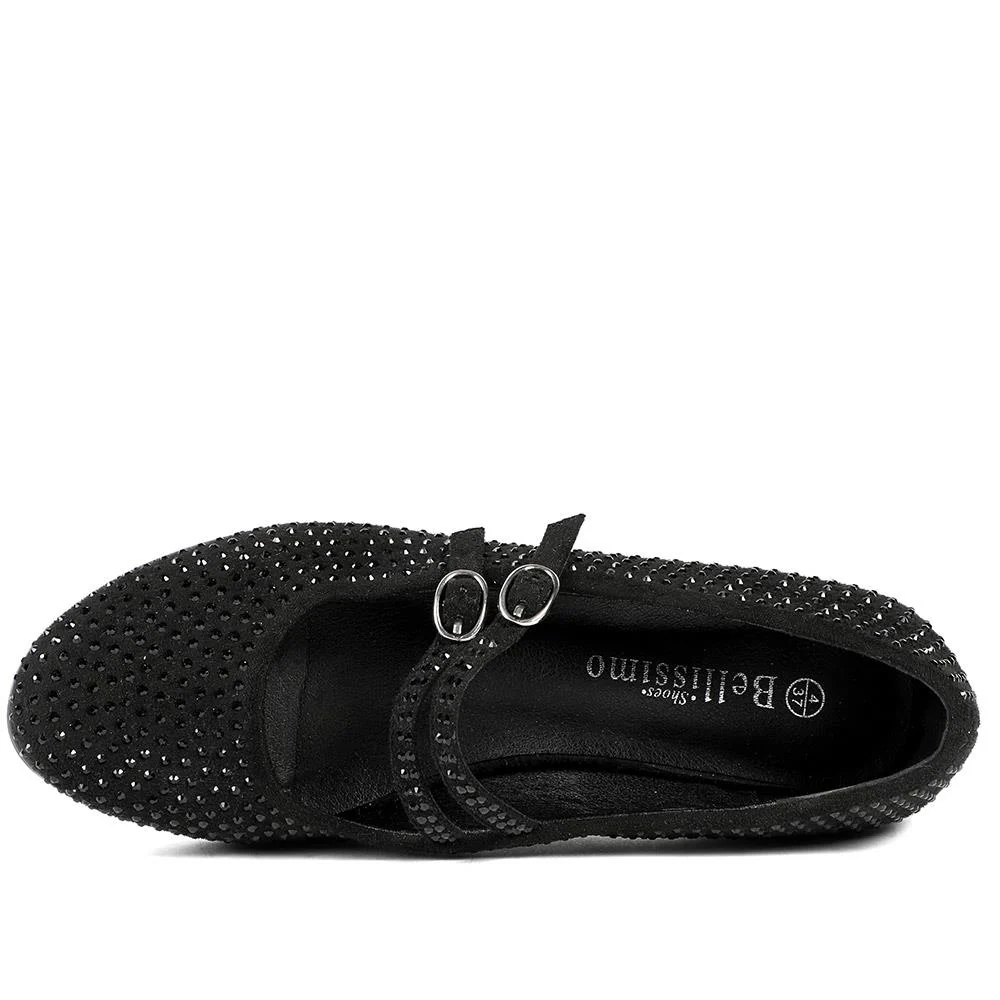 Bellissimo Smart Diamente Mary Janes - BELBRK42004 / 327 977 - Black - Image 4