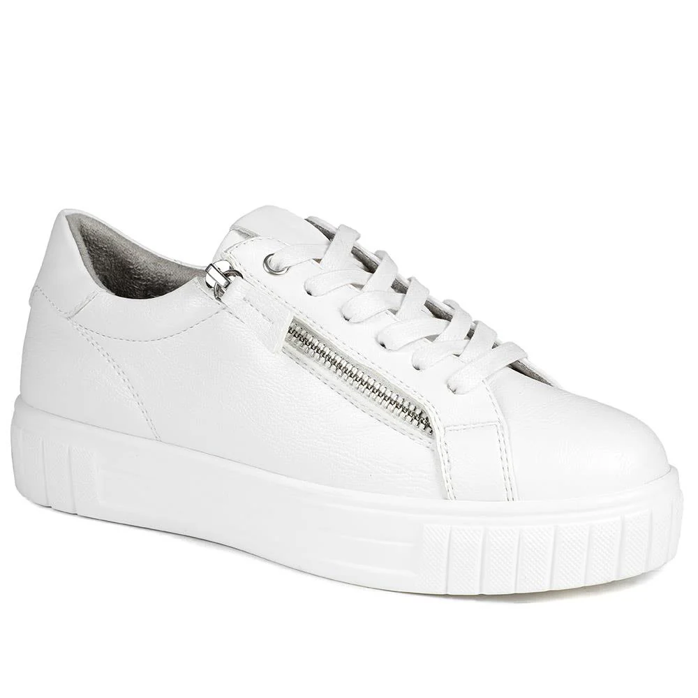 Bellissimo Wide Fit Zip & Lace Trainers - BELWBINS43024 / 328 919 - White