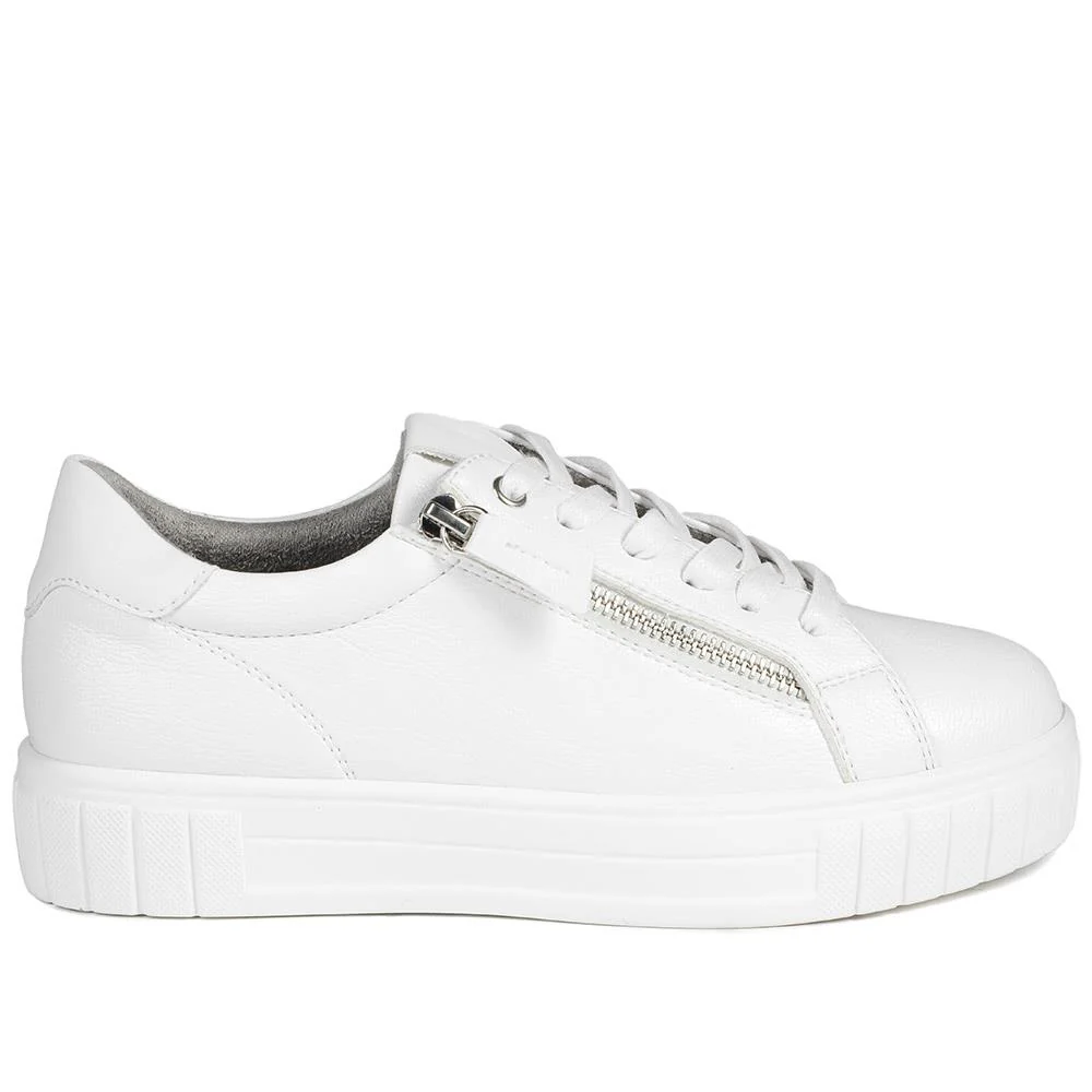 Bellissimo Wide Fit Zip & Lace Trainers - BELWBINS43024 / 328 919 - White - Image 3