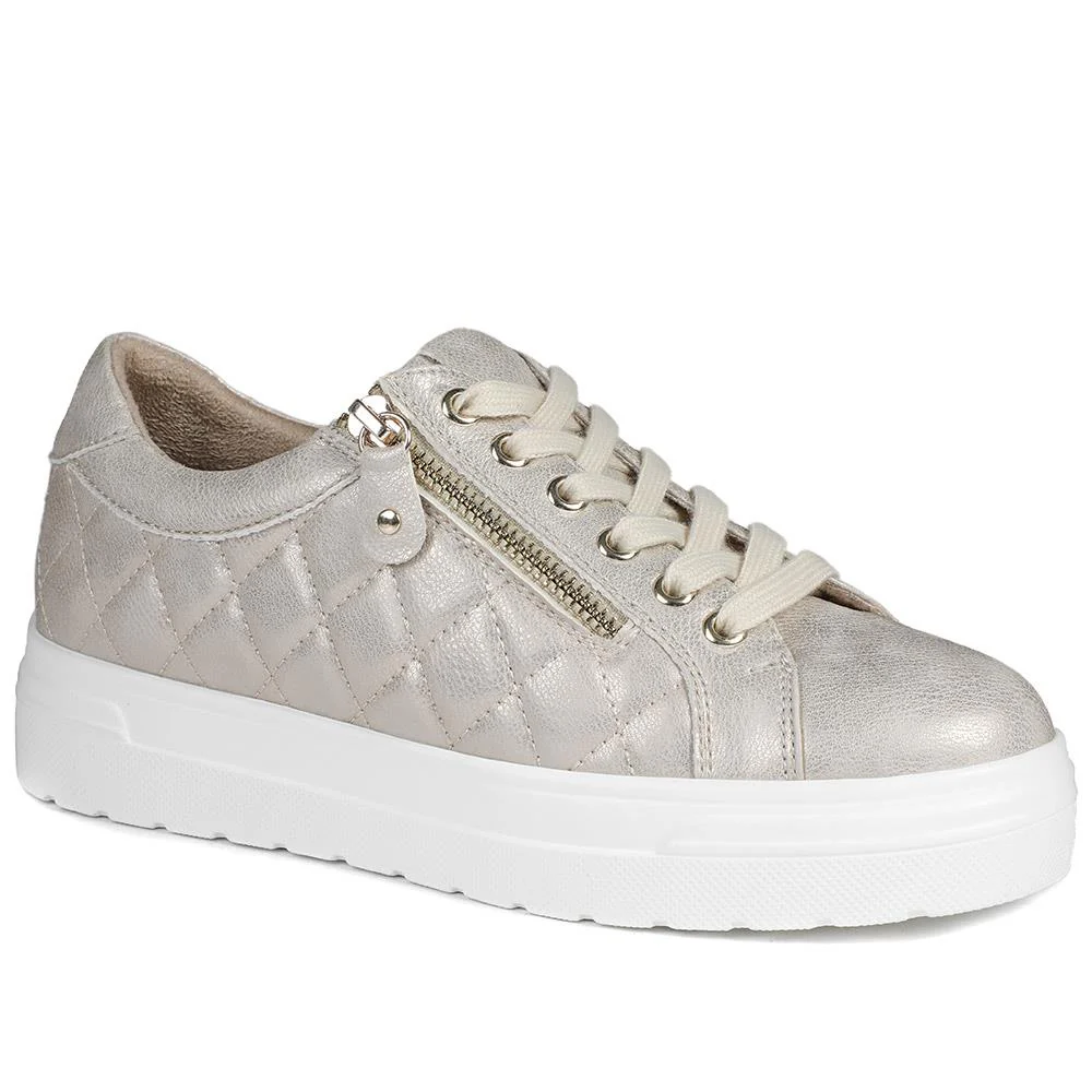 Bellissimo Wide Fit Zipped Trainers - BELWBINS43019 / 328 918 - Soft Gold