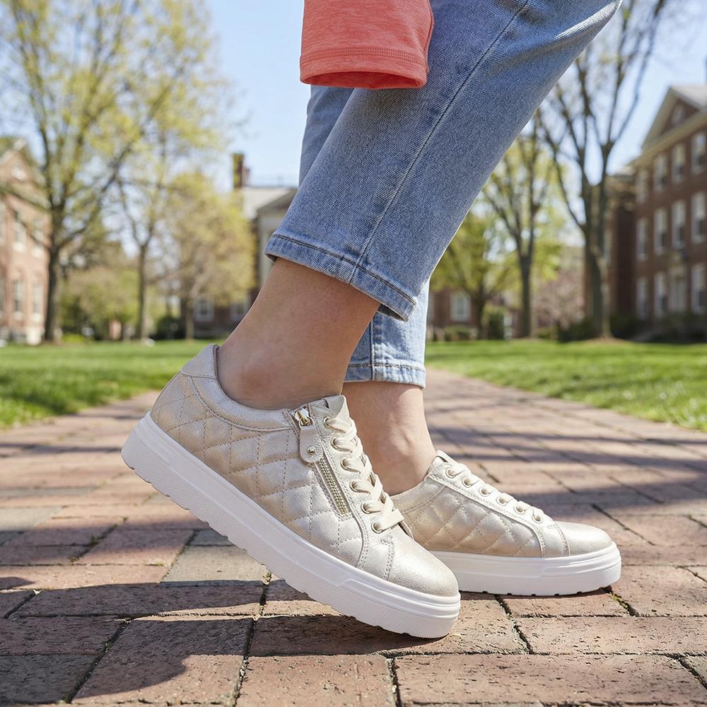 Bellissimo Wide Fit Zipped Trainers - BELWBINS43019 / 328 918 - Soft Gold - Image 2