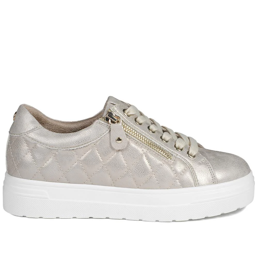 Bellissimo Wide Fit Zipped Trainers - BELWBINS43019 / 328 918 - Soft Gold - Image 3