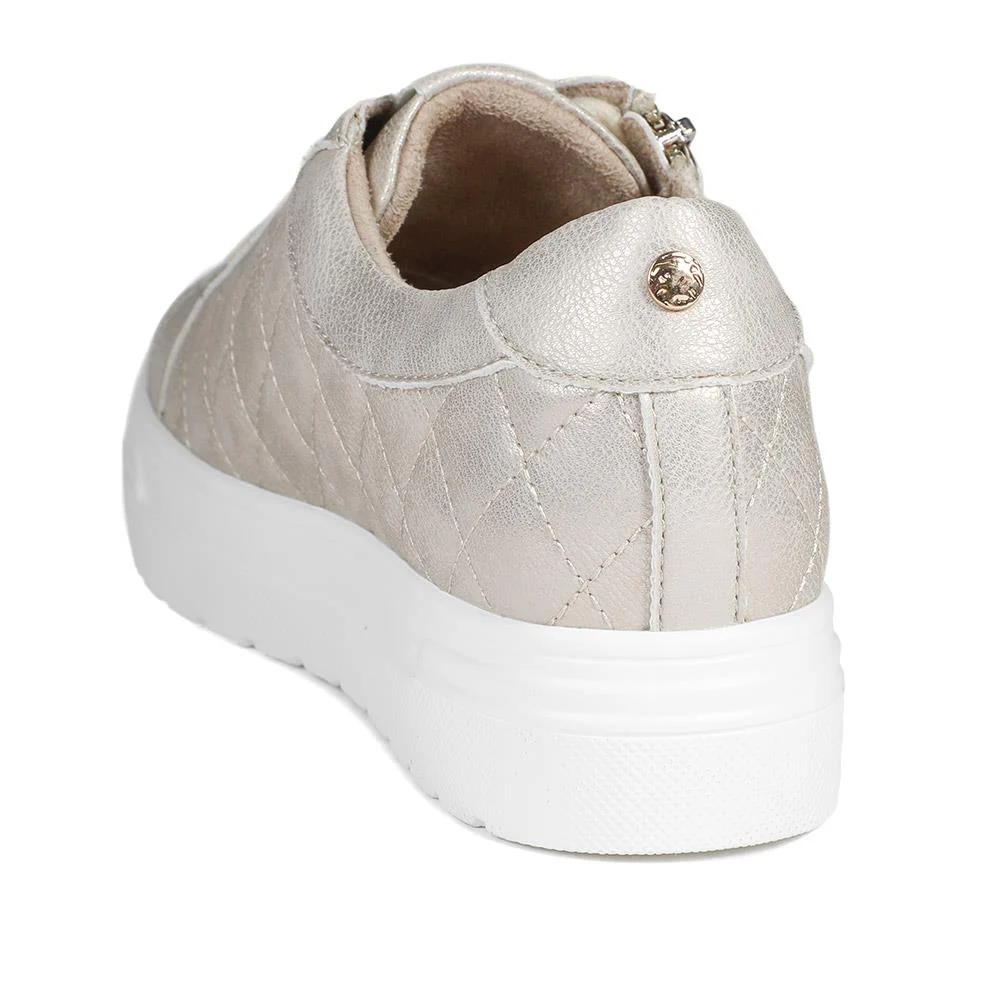 Bellissimo Wide Fit Zipped Trainers - BELWBINS43019 / 328 918 - Soft Gold - Image 4