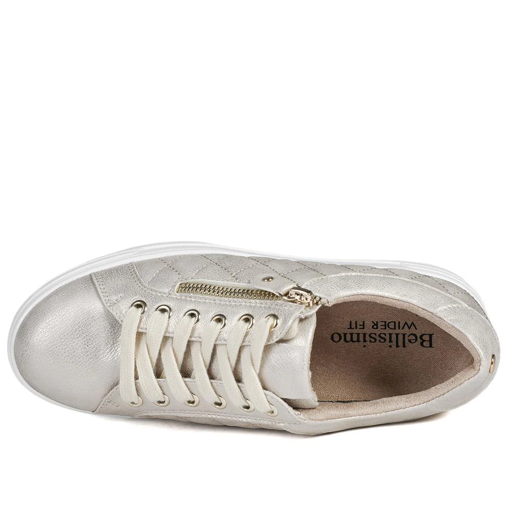 Bellissimo Wide Fit Zipped Trainers - BELWBINS43019 / 328 918 - Soft Gold - Image 5