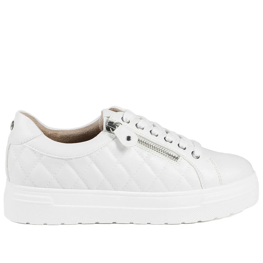 Bellissimo Wide Fit Zipped Trainers - BELWBINS43019 / 328 918 - White - Image 3