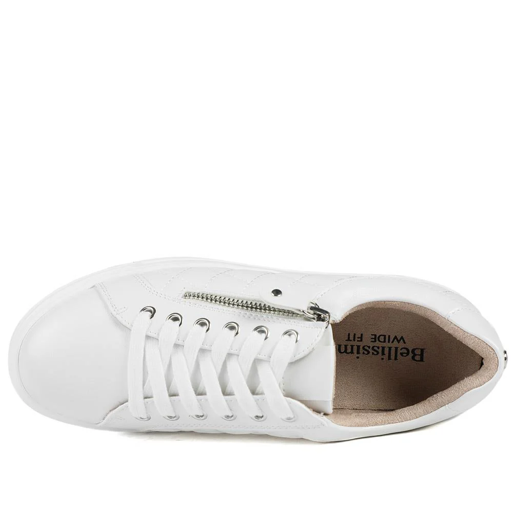 Bellissimo Wide Fit Zipped Trainers - BELWBINS43019 / 328 918 - White - Image 5