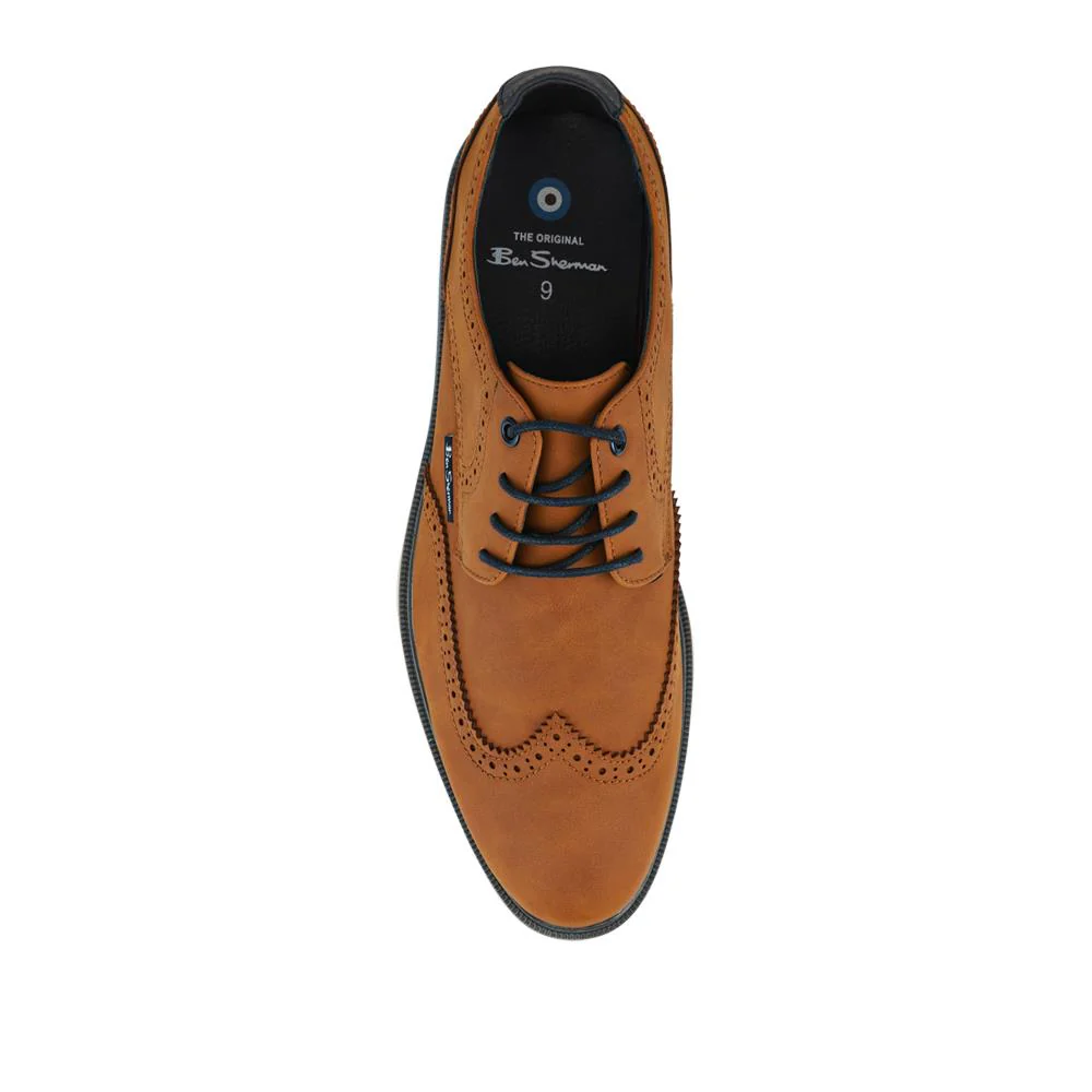 Ben Sherman Grip Sole Brogue Shoes - BENS42006 / 328 041 - Tan - Image 4