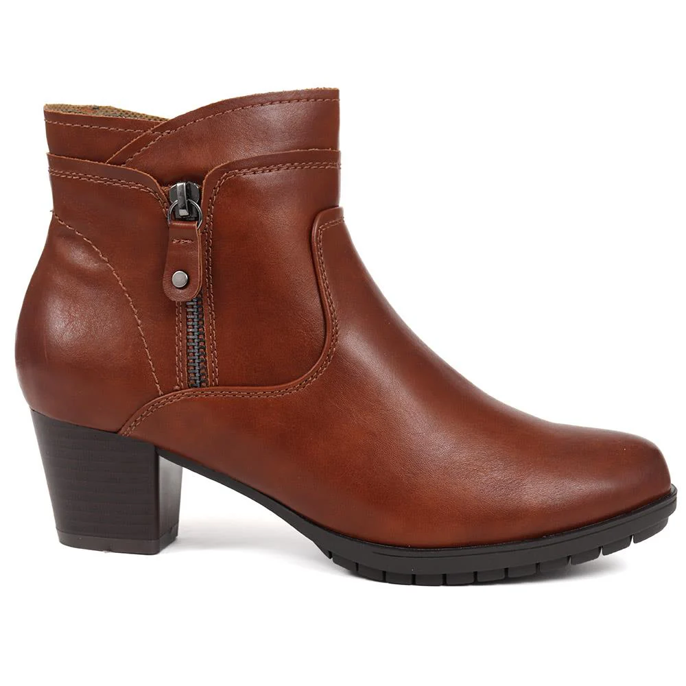 Block Heel Ankle Boots - WOIL36021 / 322 624 - Tan - Image 2