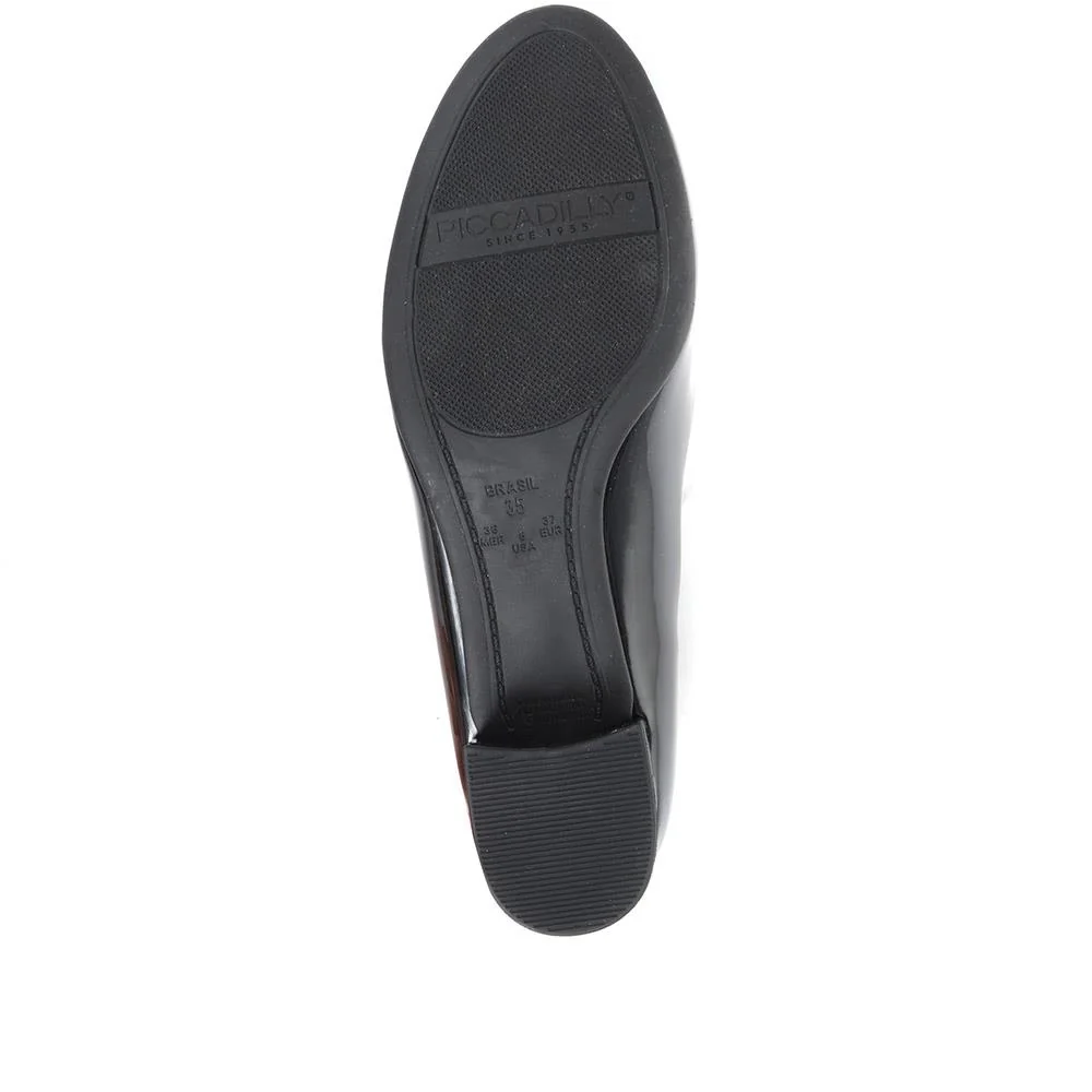 Block Heel Court Shoes - PIC26004 / 310 517 - Black Patent - Image 10