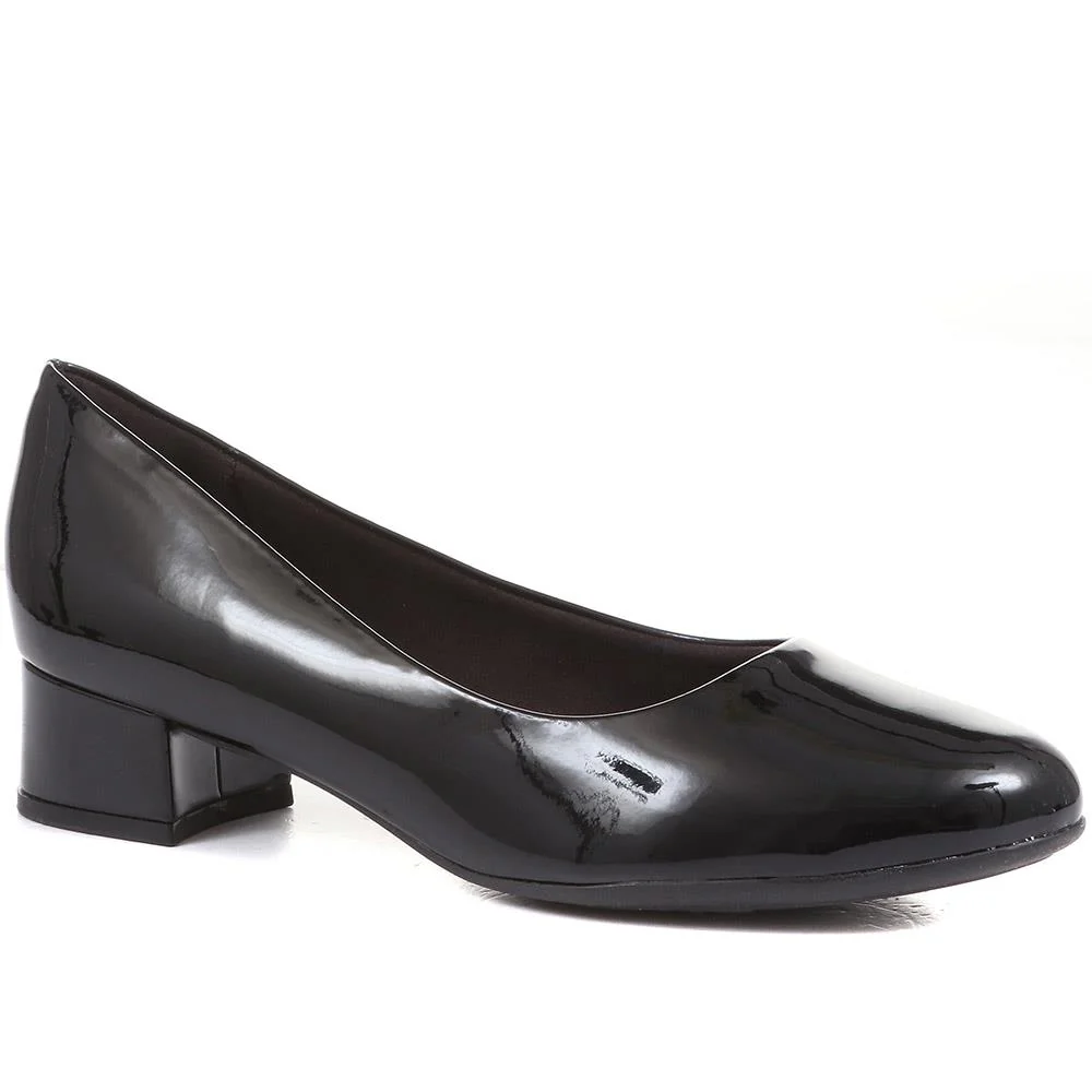 Block Heel Court Shoes - PIC26004 / 310 517 - Black Patent - Image 2