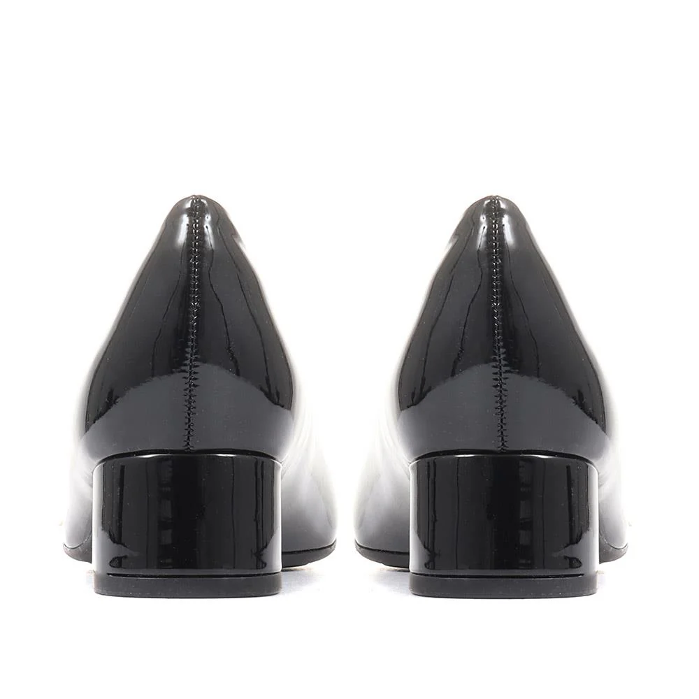 Block Heel Court Shoes - PIC26004 / 310 517 - Black Patent - Image 6