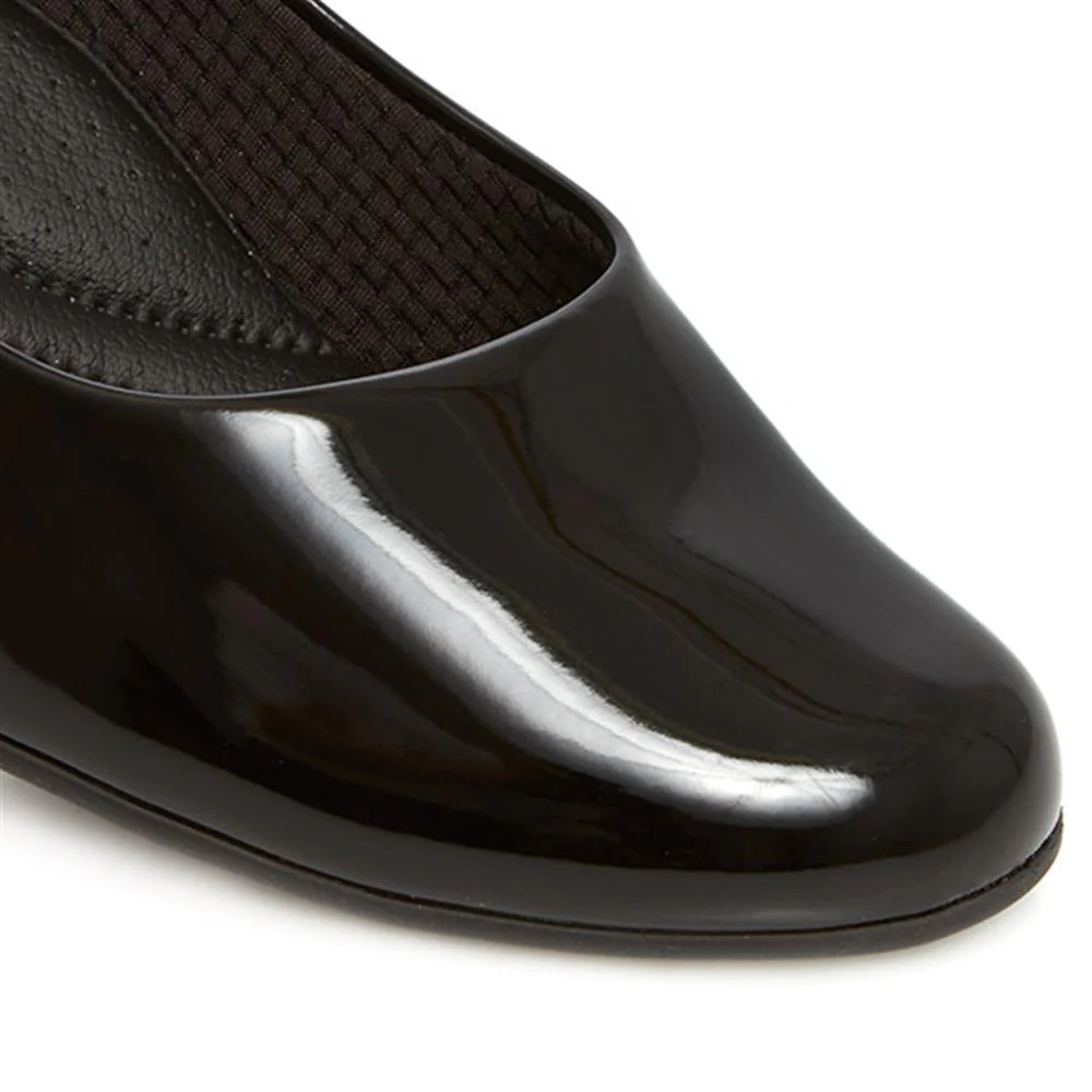 Block Heel Court Shoes - PIC26004 / 310 517 - Black Patent - Image 8
