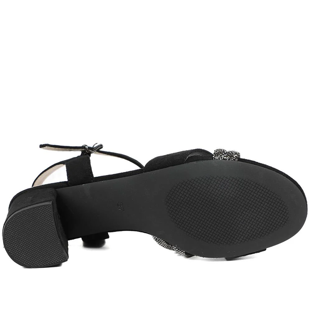 Block Heel Embellished Toe Sandals - WBINS43028 / 329 332 - Black - Image 6