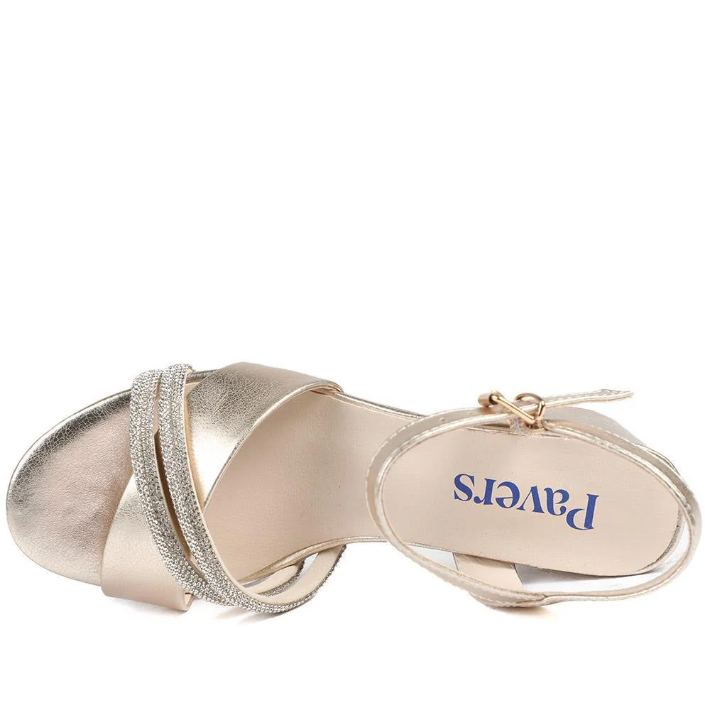 Block Heel Embellished Toe Sandals - WBINS43028 / 329 332 - Gold - Image 5