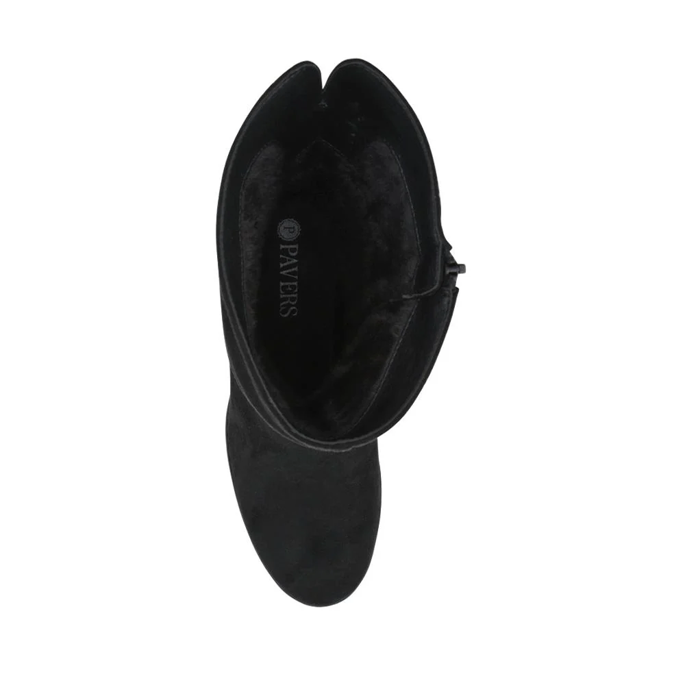 Block Heel Long Boots - SANYI42025 / 328 483 - Black Faux Suede - Image 4