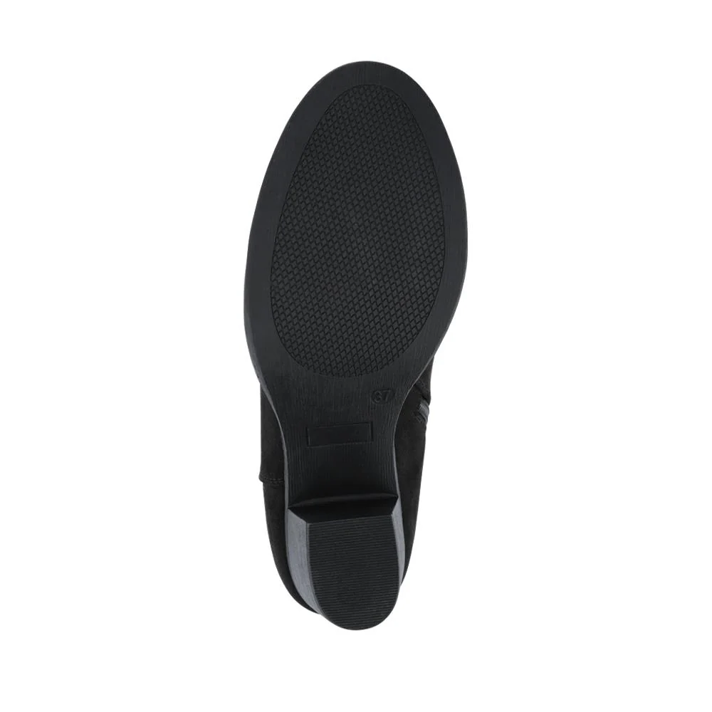 Block Heel Long Boots - SANYI42025 / 328 483 - Black Faux Suede - Image 5