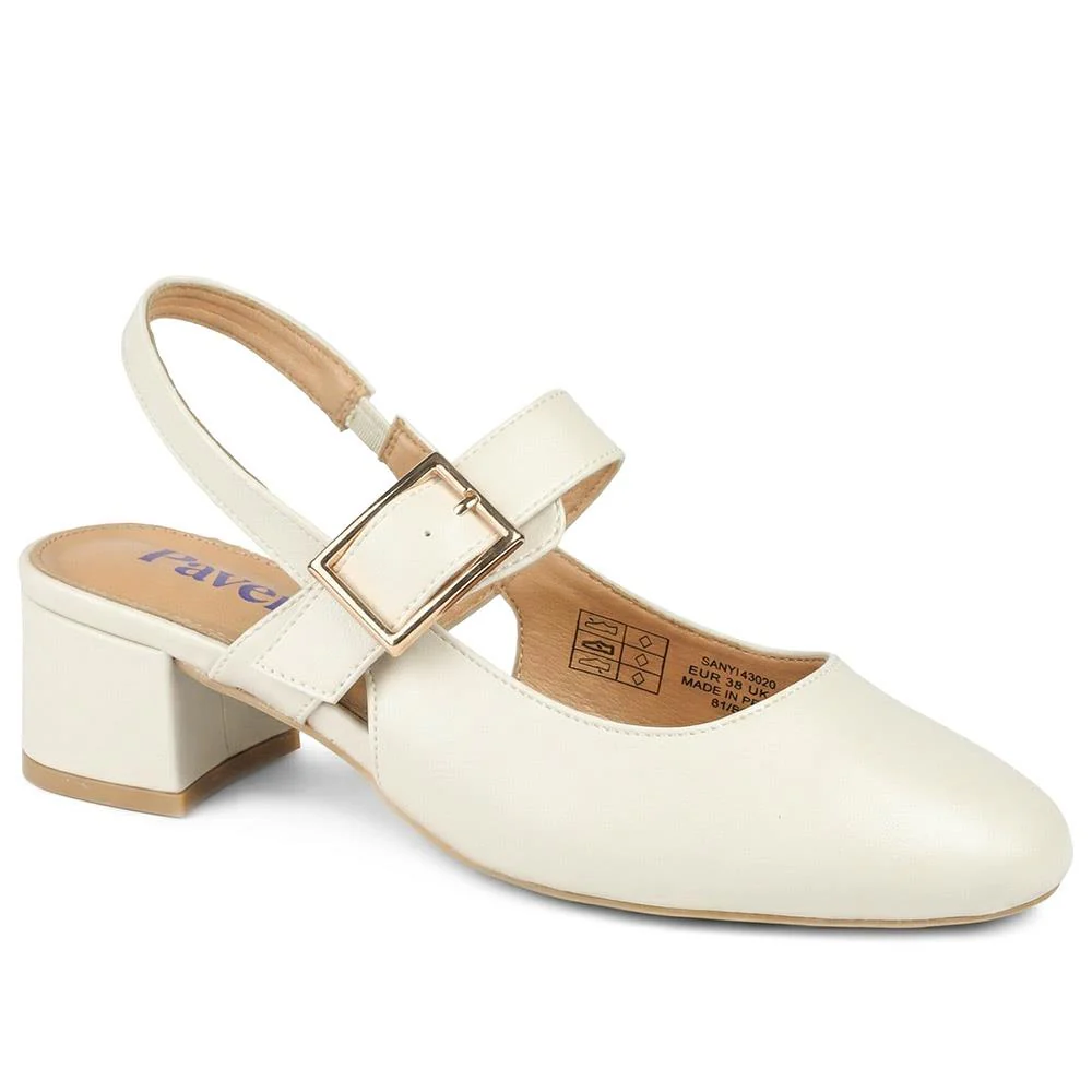 Block Heel Slingback Buckled Mary Janes - SANYI43020 / 329 443
