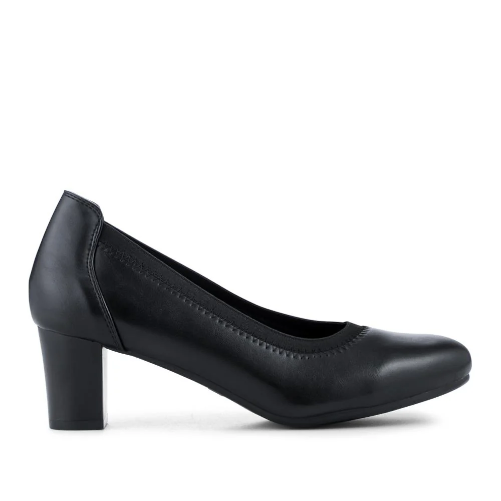 Block Heel Slip On Court Shoes With Cushion Insole - WK42027 / 328 127 - Black - Image 2