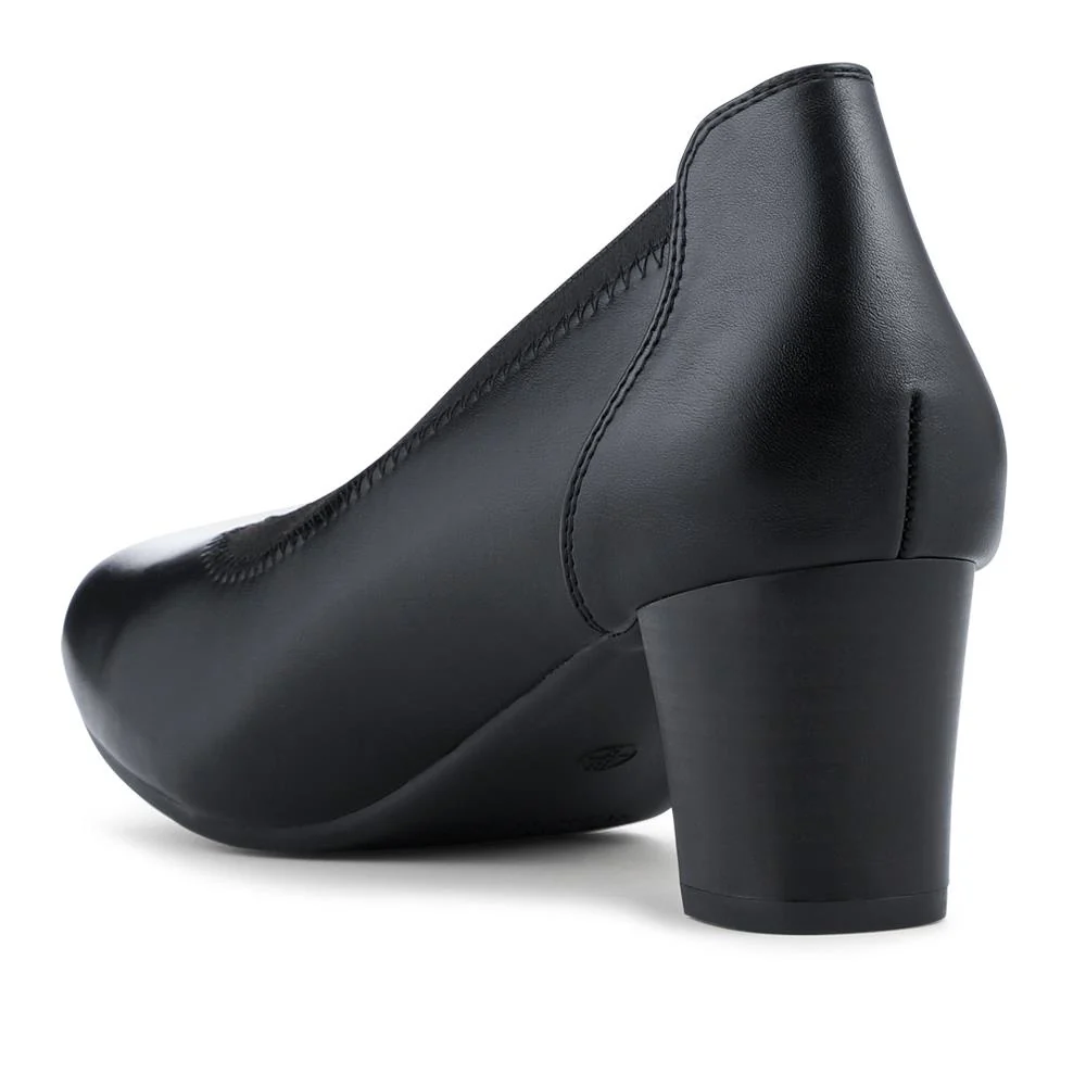 Block Heel Slip On Court Shoes With Cushion Insole - WK42027 / 328 127 - Black - Image 3