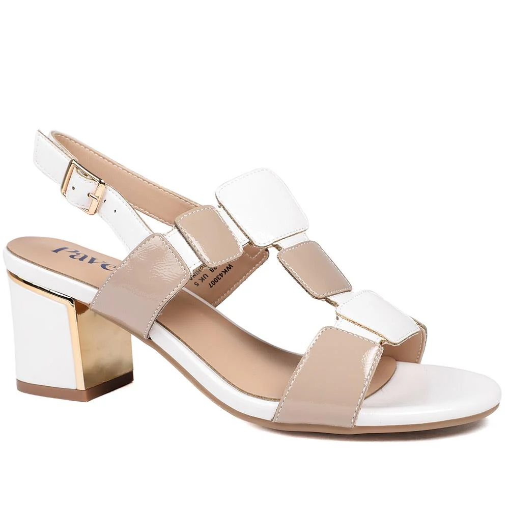 Block Heel Square Design Sandals - WK43007 / 329 114