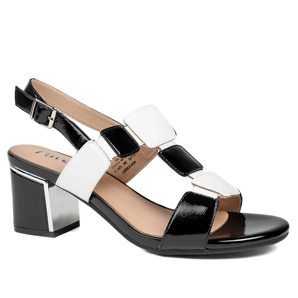 Block Heel Square Design Sandals - WK43007 / 329 114 - Image 2