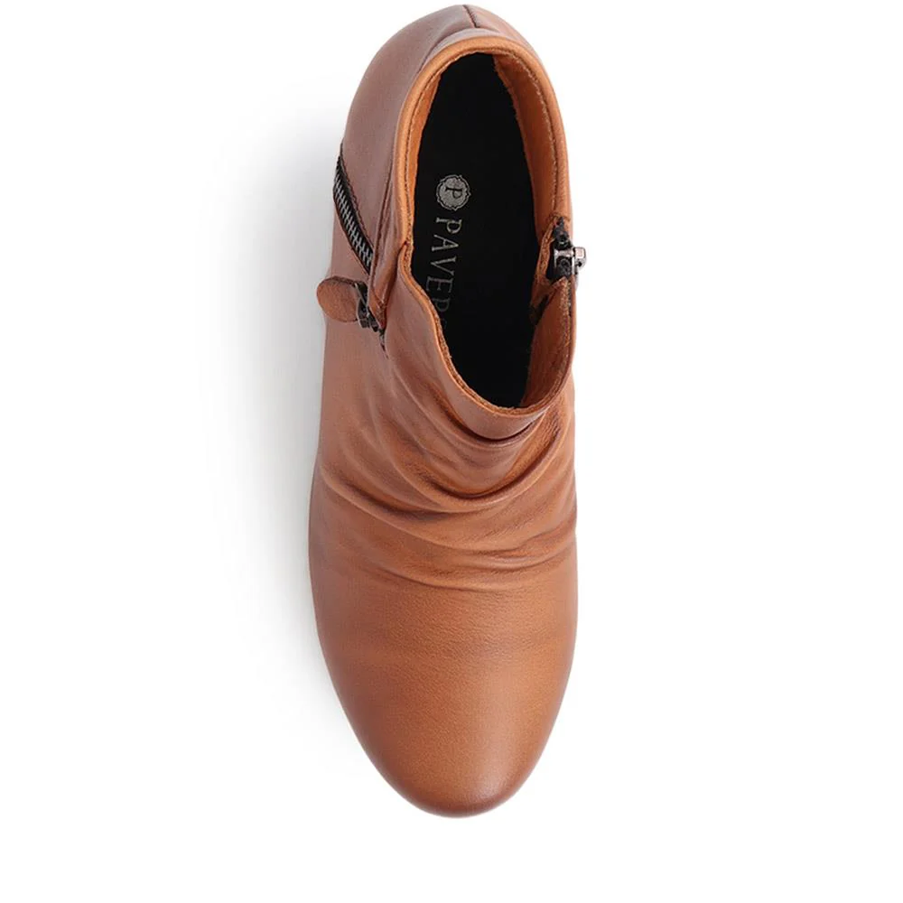 Block-Heeled Ankle Boots - ESFA40003 / 326 242 - Tan - Image 5