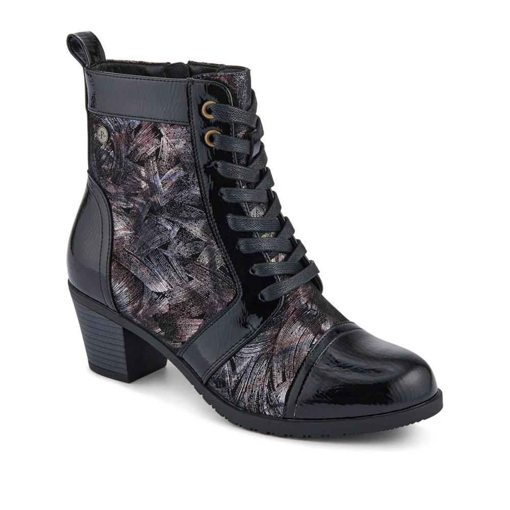 Block-Heeled Ankle Boots - SENBO42002 / 328 390 - Black Multi