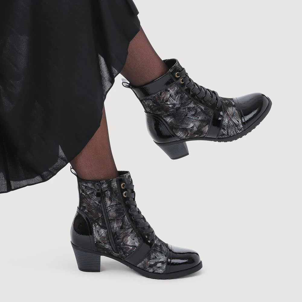 Block-Heeled Ankle Boots - SENBO42002 / 328 390 - Black Multi - Image 5