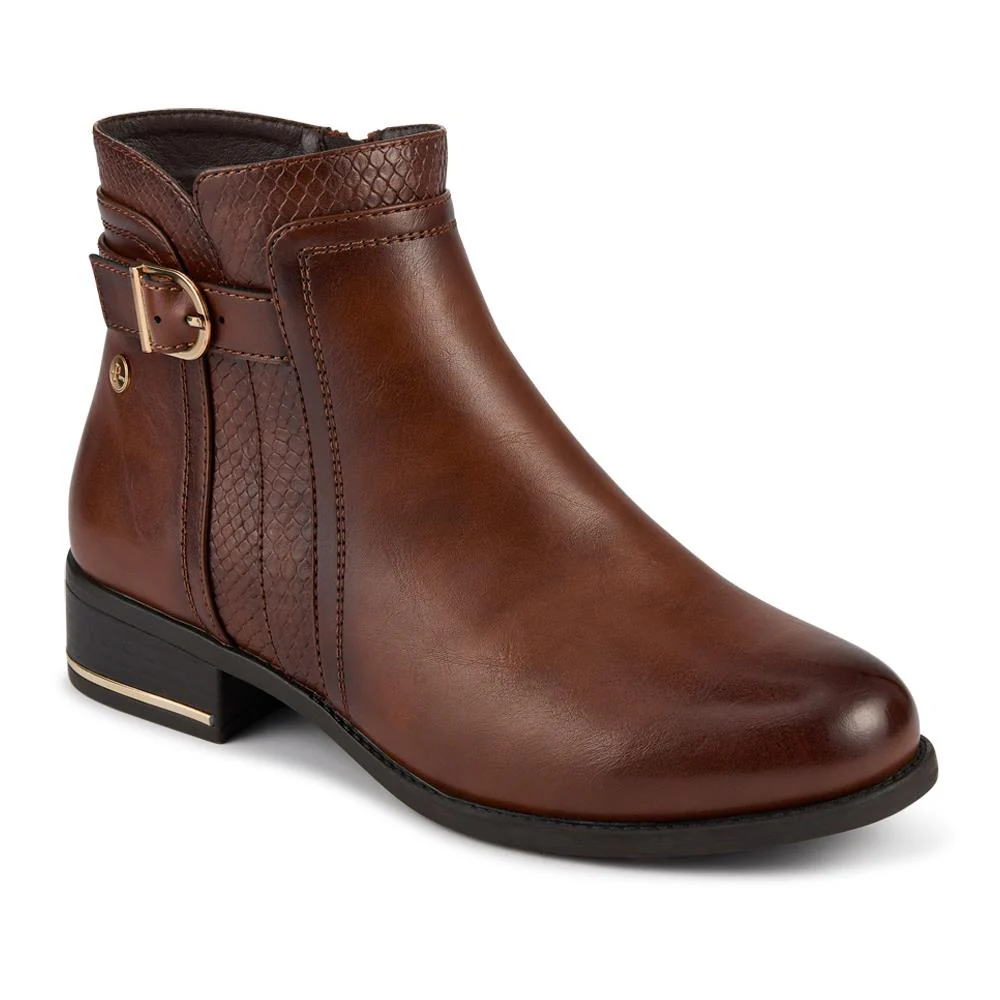 Block Heeled Ankle Boots With Inside Zip - WOIL42017 / 328 000 - Tan