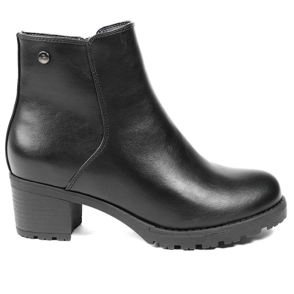 Block-Heeled Ankle Boots - WOIL40035 / 326 165 - Black Pu - Image 2