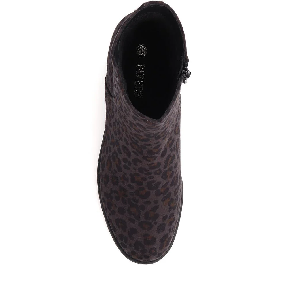 Block-Heeled Ankle Boots - WOIL40035 / 326 165 - Grey Leopard - Image 5