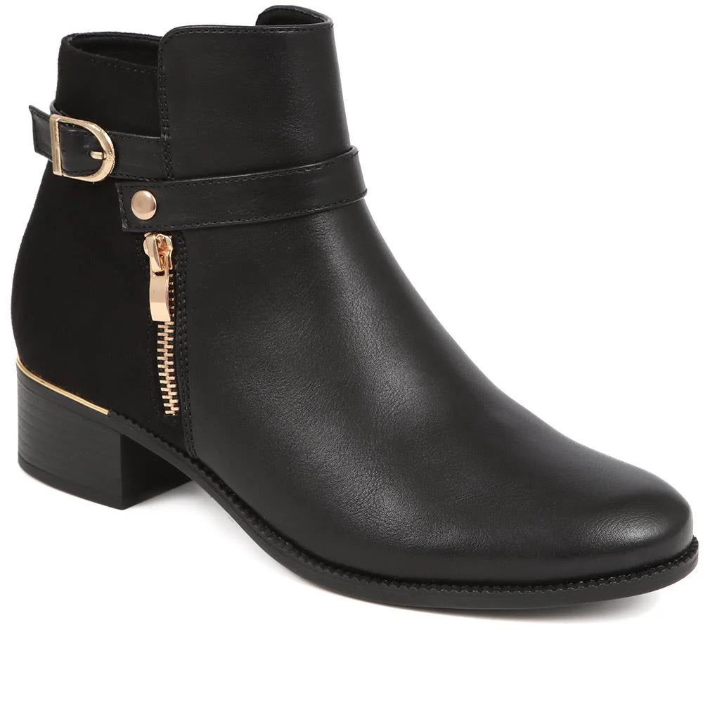 Zip-Detail Heeled Ankle Boots  - WOIL40041 / 326 047