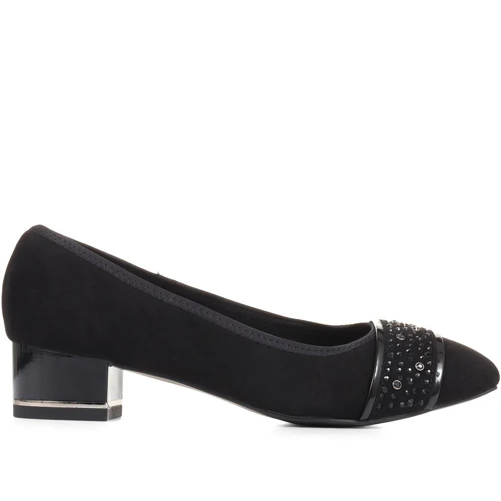 Block Heeled Court Shoes - PLAN36001 / 322 525 - Black - Image 2