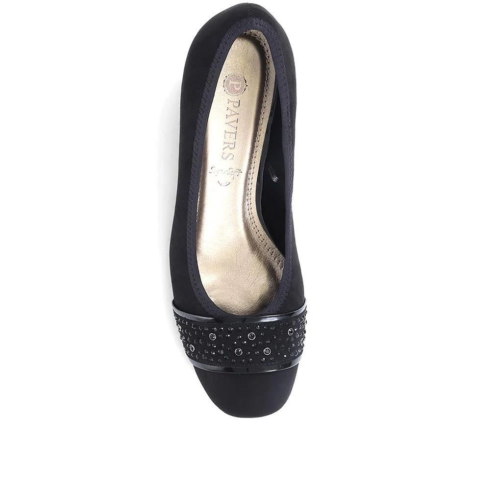 Block Heeled Court Shoes - PLAN36001 / 322 525 - Black - Image 4