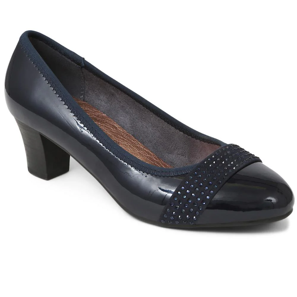 Wide-Fit Block-Heeled Court Shoes - PLAN39009 / 325 527