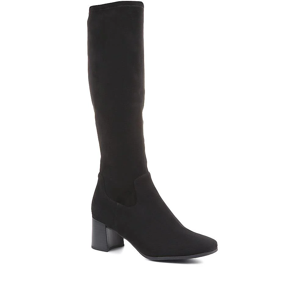 Block Heeled Knee High Boots - CAPRI36502 / 322 511 - Black