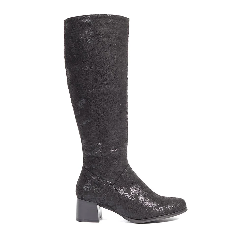Block-Heeled Long Boots - WBINS40117 / 326 353 - Black - Image 2