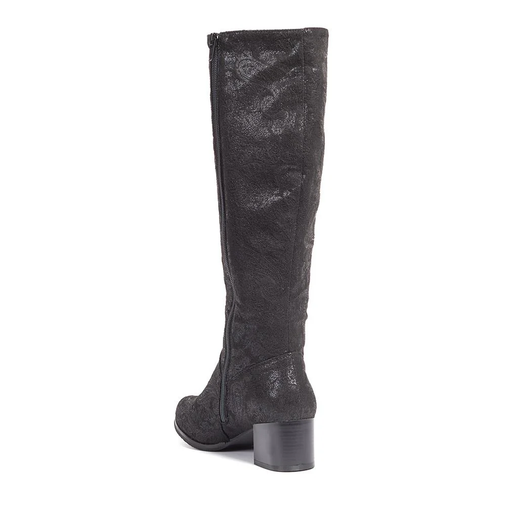 Block-Heeled Long Boots - WBINS40117 / 326 353 - Black - Image 3